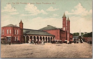 1910s Providence, Rhode Island Postcard UNION DEPOT Train Station / Street View - Picture 1 of 2