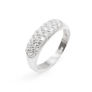 Silverly Sterling Silver Ring 925 Triple Layer Cubic Zirconia Pave Set Wide CZ - Imagen 1 de 3
