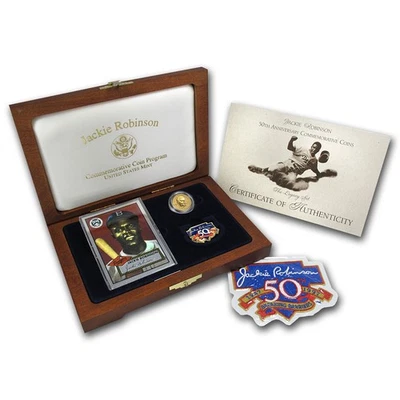 1997 Gold $5 Commem Jackie Robinson Pf Legacy Set (w/Box & COA) - Image 1 of 4
