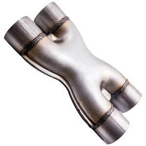 Universal Dual 2.5" Inlet /Outlet Exhaust Tip Crossover X Pipe Aluminized New - Picture 1 of 12