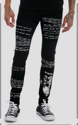Social Collision Jeans Mens 34x32 Black "Stay Away" Skinny Black Stinger Jeans - Image 1 of 4