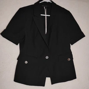 🤍White House Black Market Damen Gr. 8 Schwarz Blazer Geknöpft Fronttaschen 3/4 - Bild 1 von 12