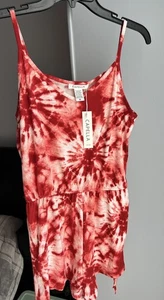 Mameluco Capella EE. UU. para mujer rojo medio correas teñidas cintura elástica corbatas laterales nuevo con etiquetas - Imagen 1 de 8