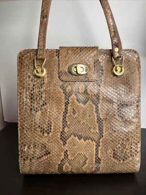 Cartera de piel de pitón genuina con doble asa - mediados del siglo XXI de los años 50  Foto 1 de 4