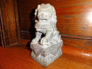 Estatua de perro Foo tallada en piedra vintage - Escultura de león guardián - 6 " - Imagen 1 de 12