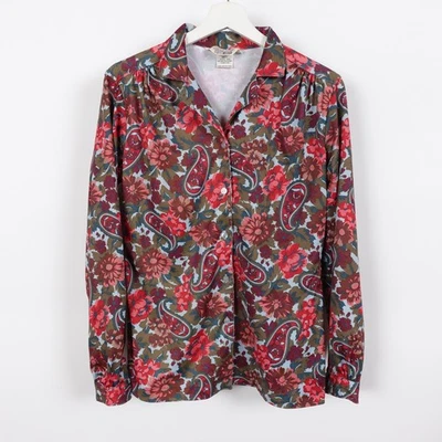 Vintage 70s Sears Perma Prest Women's The SHirt Floral Button Shirt Size Medium - Image 1 of 4