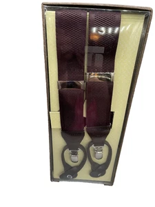 Vintage Trafalgar Burgundy Braces Suspenders Brass in Box was Box wear - Picture 1 of 5