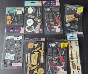 Mixed lot of Musical Instruments Scrapbook Sticker Lot Jolee's & EK - Picture 1 of 8