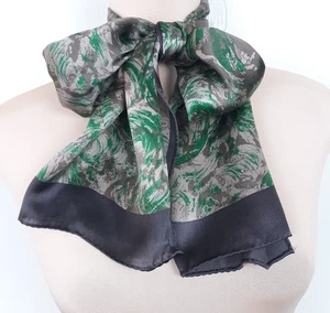 Anne Klein Silk Scarf Versatile Long Rectangle Earth Tones Brown Green Print - Picture 1 of 6