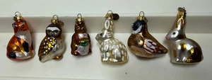 6 Vintage DEPT 56 Woodland Mini Tier mundgeblasen Glas Christbaumschmuck - Bild 1 von 5