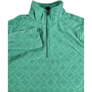 Lands' End 1/4 Zip Fleece Pullover Women XS 2-4 Green Textured Long Sleeve - Picture 1 of 10