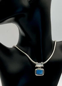 925 Sterling Silver Blue Stone Necklace - Picture 1 of 2