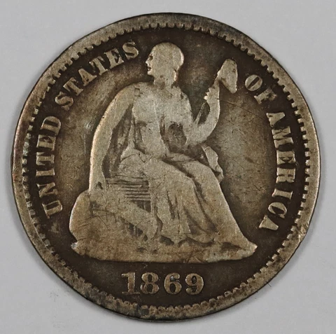 1869-s Seated Liberty Half Dime.  "Perfect"  VG.   186563 Cover
