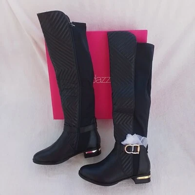 Zapato para mujer talla 6 Dazzle Jacinta azul marino plano cremallera elegantes botas hasta la rodilla Foto 1 de 4