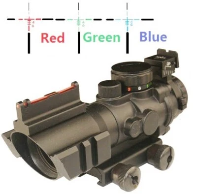Mira para rifle táctico 4X32 retícula triiluminada mira ACOG con mira de fibra óptica Foto 1 de 3