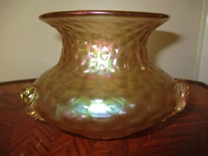 KRALIK BOHEMAIN BLOWN ART NOUVEAU GLASS "MARTELE" IRIDESCENT VASE - Foto 1 di 21