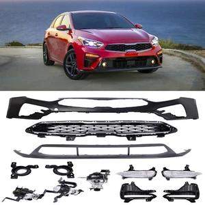 FITS 2019 2020 2021 KIA FORTE FRONT BUMPER SET COMPLETE GRILLS FOGS UPPER LOWER - Foto 1 di 10