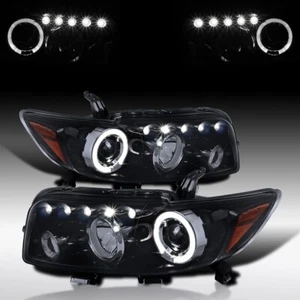 Black Smoke Fits 2008-2010 Scion xB LED Halo Projector Headlights Lamps L+R - Picture 1 of 5