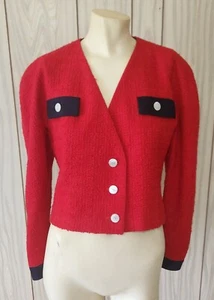 Akris jacket 38 red wool mohair - Picture 1 of 10