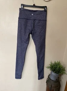 Lululemon Wunder Under Heather Blue Athleisure Crop Leggings Pants Size 6 - Picture 1 of 10