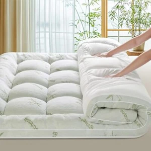 Cooling Bamboo Mattress Topper for Back Pain Relief,8-21"Deep Pocket for Bedroom - Picture 1 of 14