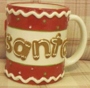 BURTON CHRISTMAS GINGERBREAD COOKIE & SANTA COFFEE MUG CUP 16 OZ. NEW - Picture 1 of 2