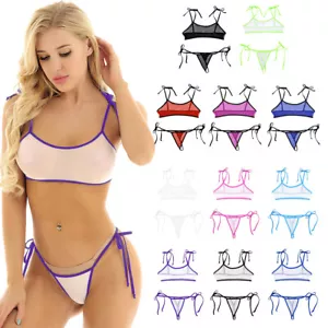 iiniim Women See Through Bikini Set G-String Micro Thong Bra Swimsuit Swimwear - Picture 1 of 86