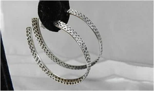 Large Vintage Hammered Sterling Big Hoop Earrings with a 90 Degree Twist - Picture 1 of 3