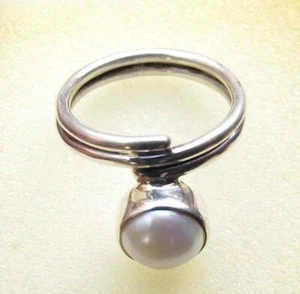 22.10 Carat SOLID 925 STERLING SILVER WHITE PEARL JEWELRY RING US 7 - Picture 1 of 3