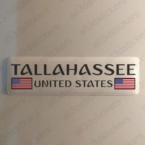 Tallahassee USA United States Sticker 4.70x1.18" Resin Domed 3D Flag Stickers - Picture 1 of 1