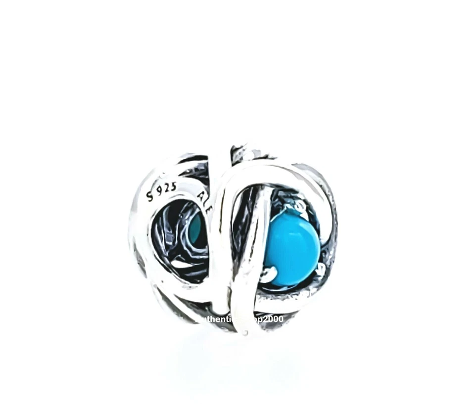 Authentic Pandora #790064C02 Turquoise Blue Eternity Circle Charm - December