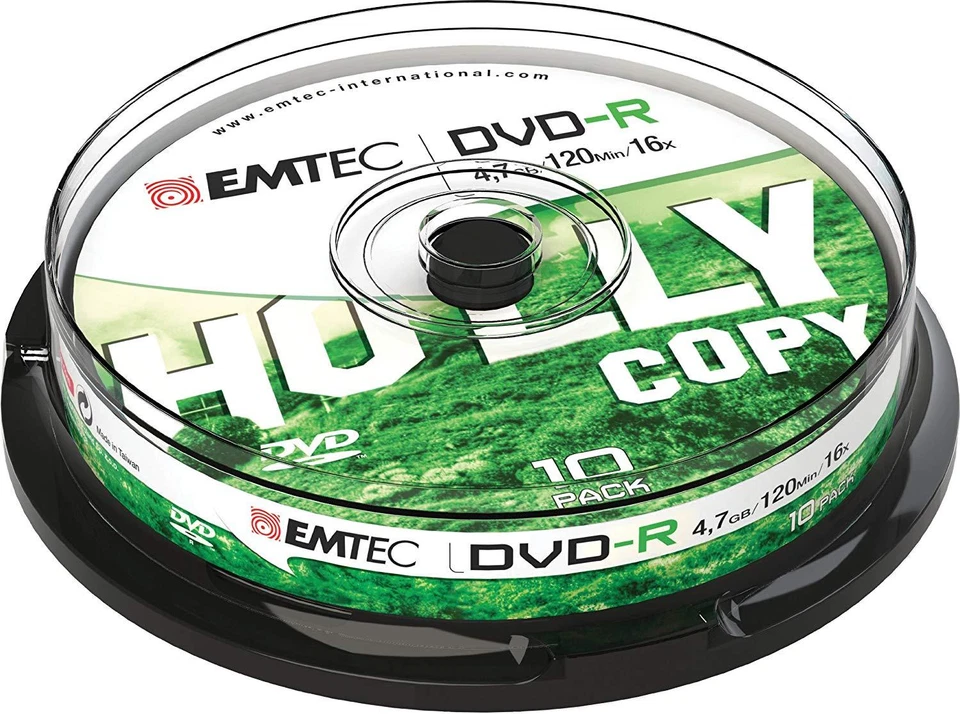 1x10 EMTEC DVD-R Discs Write Once 4.7GB 16x Cakebox (ECOVR471016CB) NEU 005-951 - Bild 1 von 1