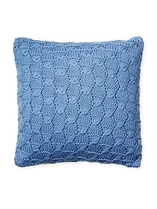 Sferra Blue Throw Pillow Knitted Combed Cotton Square 18" Soft Charlotte NEW - Picture 1 of 6