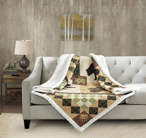 Virah Bella - Four Point Lodge - Quilted Sherpa Throw - 50"x60" - Picture 1 of 4
