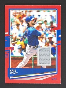 2020 Donruss Kris Bryant 13/99 Materials Red #27 Chicago Cubs