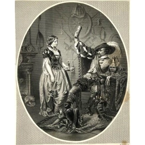 ca. 1850 - A.H. Payne's - Original Antique Engraving - "WEIN WEIB UND GESANGL" - Picture 1 of 3
