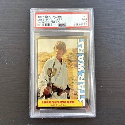 Vintage 1977 Star Wars Wonder Bread Luke Skywalker #1 Trading Card PSA 7 NM 🟡⚪️ - Image 1 of 2