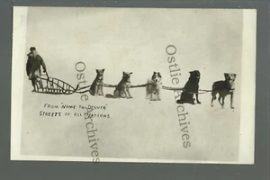 Alaska RPPC c1910 CROSS COUNTRY TRAVELER Dog Sled "NOME TO DENVER" Walker Dogs - Picture 1 of 3