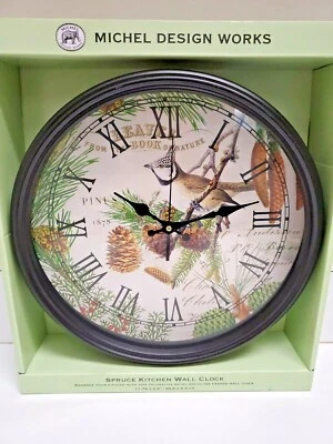 Michel Design Works "Spruce"  12" Wall Clock Country Woodlands Decor  New - Image 1 of 4