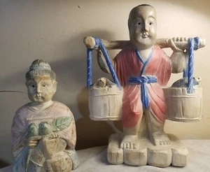 Orientalische Herren-Trageeimer Schildkröten & Frau aus Holz mit Früchten - Bild 1 von 12