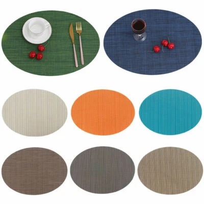 Oval Placemat Solid Color Non-Slip Heat Insulation Coaster Table Tableware Mats - Image 1 of 4
