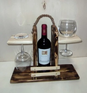 PORTABOTTIGLIE IN LEGNO PORTATILE ARTIGIANALE PER VINO PERSONALIZZABILE - Foto 1 di 7