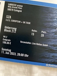 1x BESTPLATZ SZA S.O.S Tour Ticket Köln Unterrang Block 212 Reihe 15 Platz 28 - Bild 1 von 1