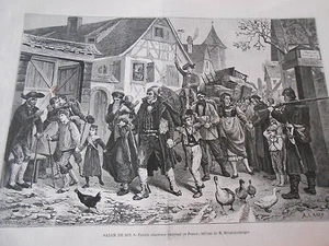 Gravure 1872 - Famille Alsacienne émigrant en France - Imagen 1 de 1