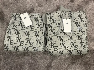 Nike AOP All Over Print Fleece Jogger Pants Hoodie Suit Set Grey Mens Size 2XL - Picture 1 of 5