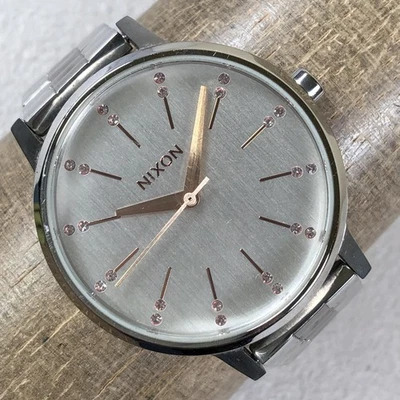 Маркеры для часов Nixon The Kensington серебристые розовое стекло 36 мм нержавеющая сталь Япония - Изображение 1 из 4