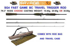 SAVAGE GEAR SG4 FAST GAME BC TRAVEL TRIGGER ROD 4pc+CASE SEA POWER LURE SPINNING - Picture 1 of 7