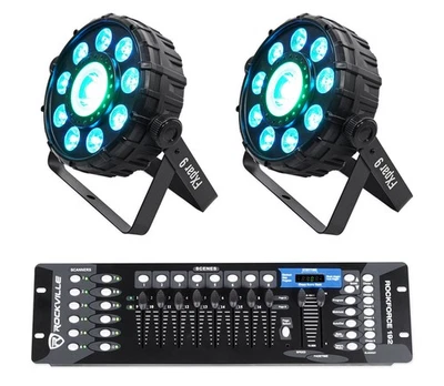 2) Chauvet DJ FX Par 9 Multi-FX LED, SMD RGB+UV Strobe Par Lights+DMX Controller - Image 1 of 4