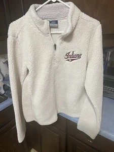Indiana Hoosiers White Wool 1/4 Zip Jacket Long Sleeve Size M From MV Sport - Picture 1 of 3