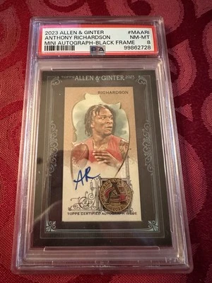 2023 ALLEN & GINTER MINI Autograph BLACK Auto ANTHONY RICHARDSON RC # /25 PSA 8 - Image 1 of 2